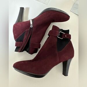 aquatalia by Marvin k maroon heel bootie suede  size 9